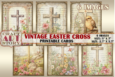 Vintage Easter cross Collage picture cards Atc ACEO