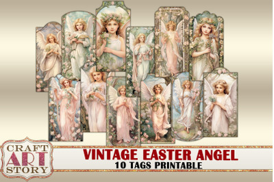 Vintage Easter angel ephemera Tags,scrapbook junk journal