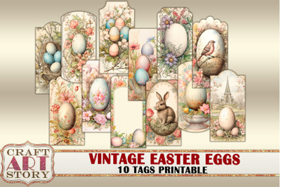 Vintage Easter eggs ephemera Tags,scrapbook junk journal
