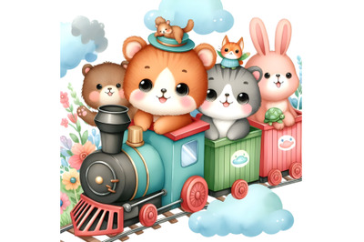 animal train kids