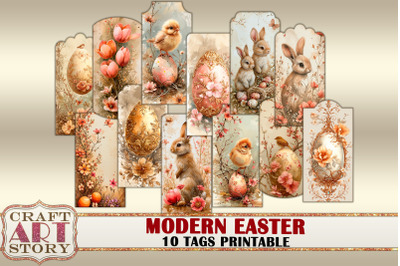 Modern Easter ephemera Tags,scrapbook junk journal