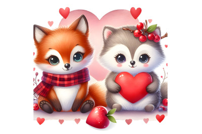 Cute watercolor Valentine Day