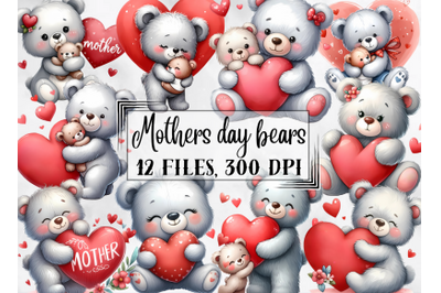 Mothers day clipart, cute teddy bears clipart
