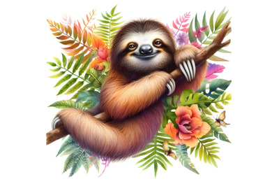 Watercolor sloth illustration