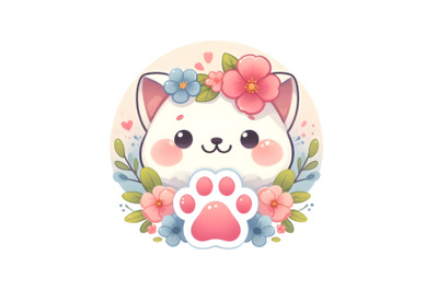 Cute watercolor cartoon Paw logo