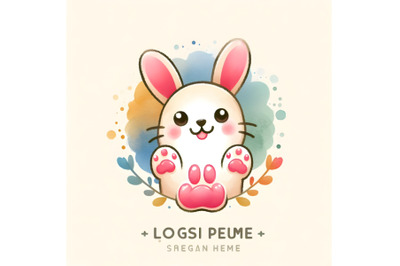 Cute watercolor cartoon Paw logo