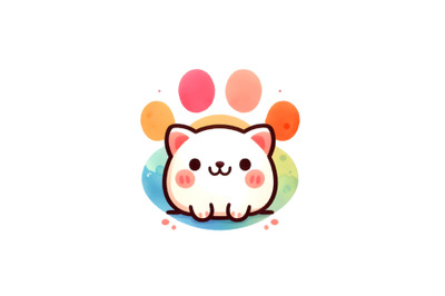 Cute watercolor cartoon Paw logo