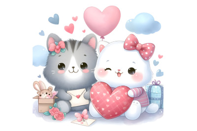 cartoon Valentine Day and cute animal