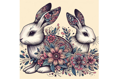 bunny&2C; with floral ornament decoration