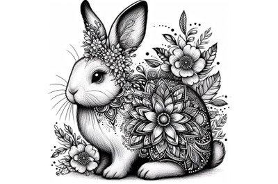 bunny&2C; with floral ornament decoration