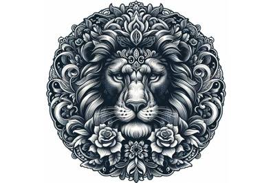 Lion, with floral ornament decoration