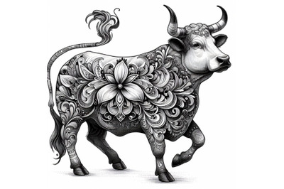 cow, with floral ornament decoration