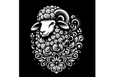 ewe, with floral ornament decoration