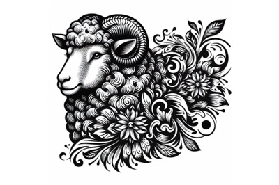 ewe, with floral ornament decoration