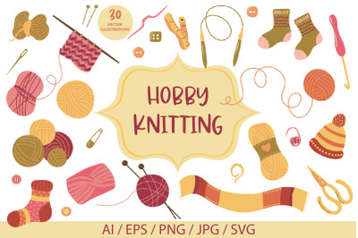Hobby. Knitting collection. SVG Illustrations