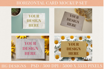 Horizontal Card Mockup PSD Set