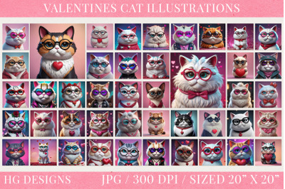 Valentines Day Cat Illustrations