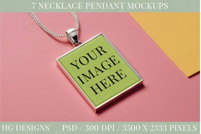 7 Necklace Pendant Jewelry PSD Mockups