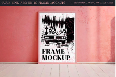Four Pink Aesthetic PSD Frame Mockups