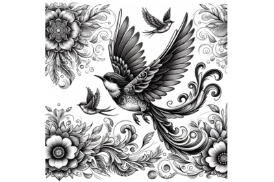 Flying bird drawing