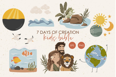 7 Days of Creation clipart, Kids christian clipart