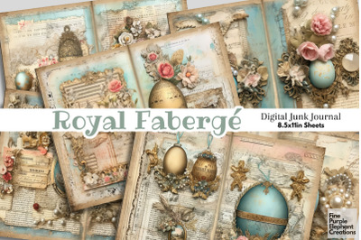 Faberge Eggs Digital Junk Journal Double Pages | Spring