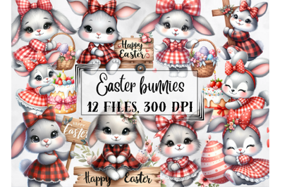Easter clipart, cute Easter bunnies png