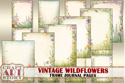 Vintage wildflowers Frame journal pages&2C;Paper Journal Kit