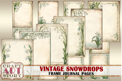 Vintage snowdrops Frame journal pages,Paper Journal Kit