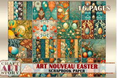 Vintage Easter Art Nouveau scrapbook paper Pack, 16 Pages