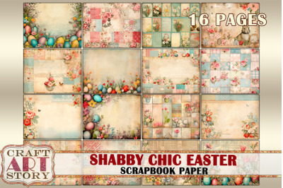 Vintage Easter Shabby Chic scrapbook paper Pack, 16 Pages