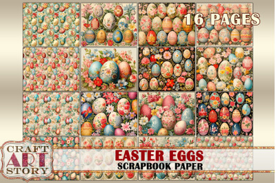 Vintage Easter eggs scrapbook paper Pack,16 Pages