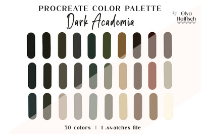 Dark Academia Procreate Palette. Gothic Color Swatches