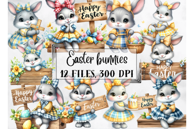 Easter clipart, Easter bunnies clipart