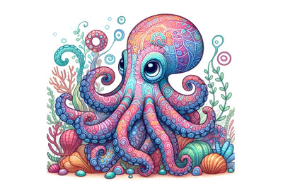 Colorful Octopus with Vibrant Patterns