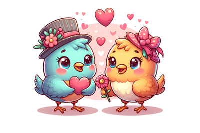 Adorable Birds Dressed Up for Valentine&#039;s Days