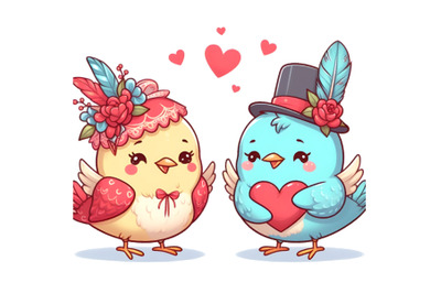 Adorable Birds Dressed Up for Valentine&#039;s Days