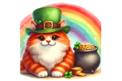 Fat red leprechaun cat