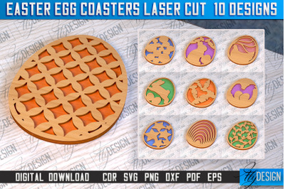 Easter Egg Coasters | Laser Cutting File | CNC File