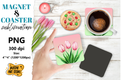 Spring magnet sublimation/Spring coaster sublimation tulips