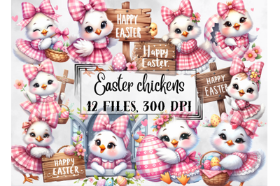 Easter clipart, cute Easter chickens