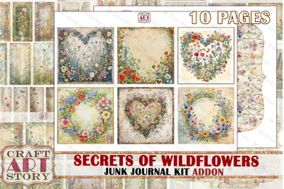Wildflowers Junk Journal Pages ADDON, Secrets of wildflower