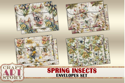Spring insects envelopes set Printable,envelope template