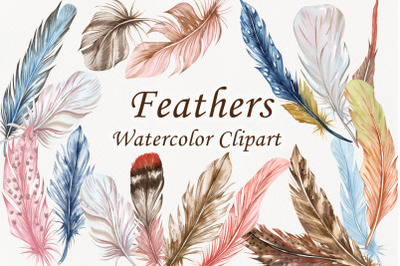 Natural Feather Watercolor Clipart