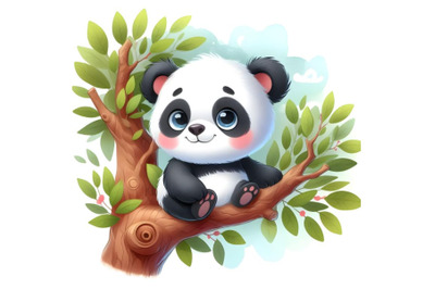 Panda Bear in Tree Branch