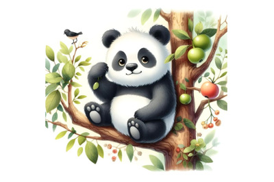 Panda Bear in Tree Branch