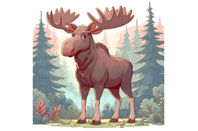 Majestic Moose Standing in Forest