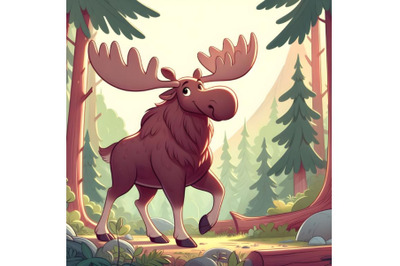 Majestic Moose Standing in Forest