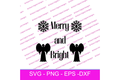 CHRISTMAS TEXT  MERRY AND BRIGHT SVG