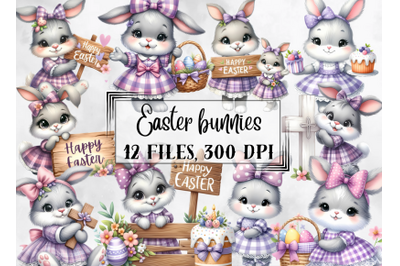 Easter clipart, cute Easter bunnies